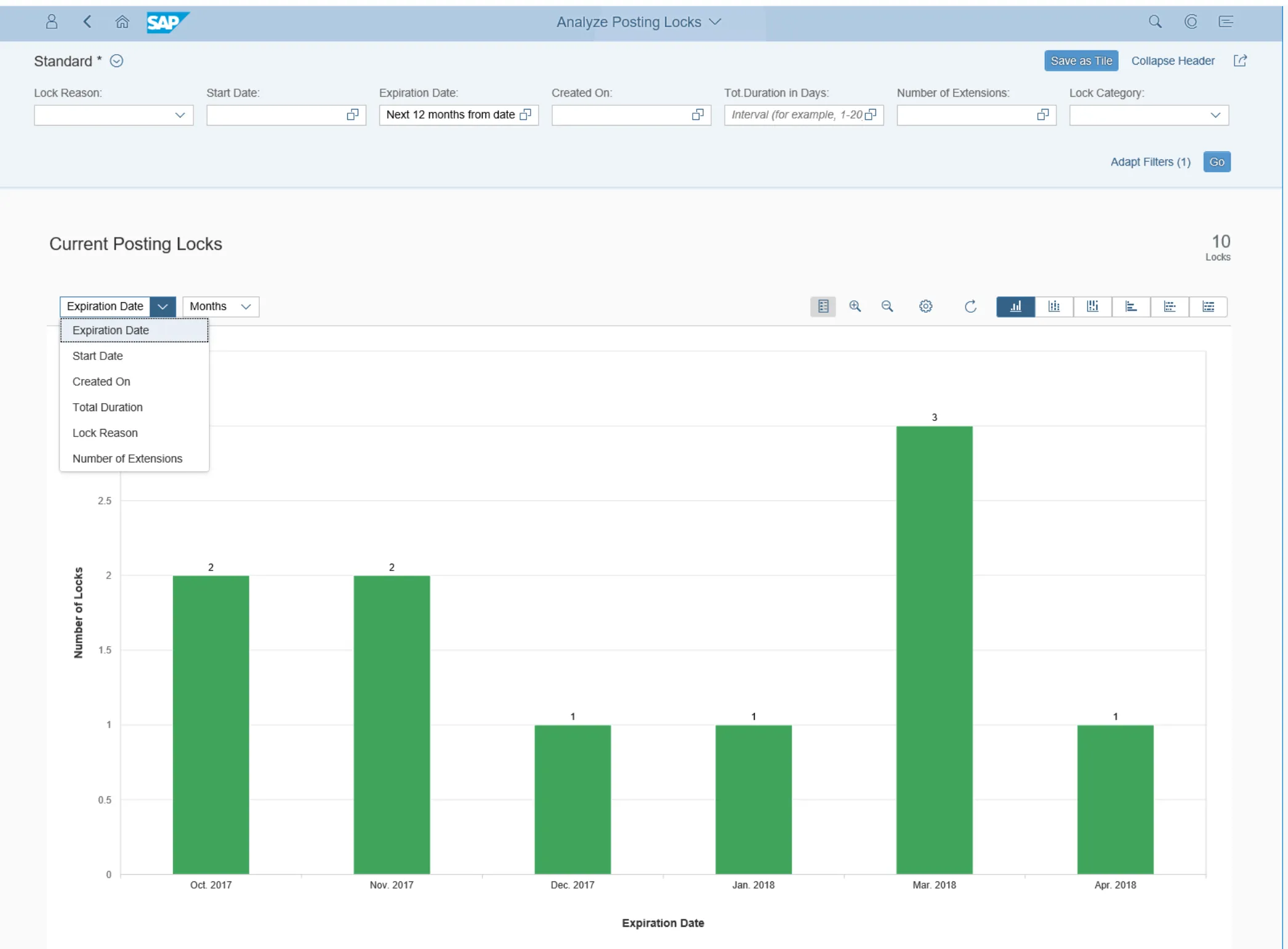 Analyze Posting Locks F1652 sample screen