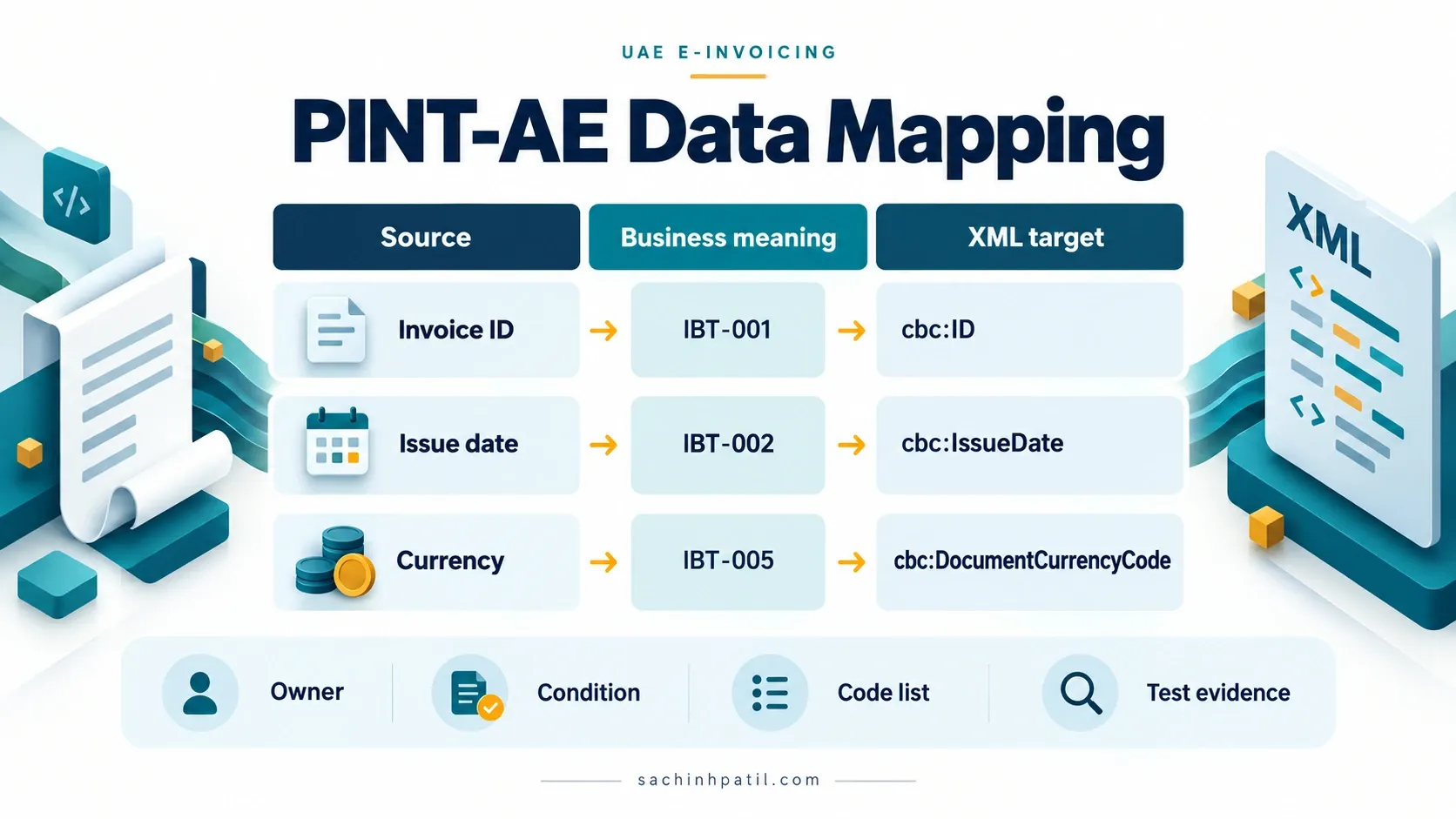 UAE e-invoicing infographic about mandatory fields and mapping.
