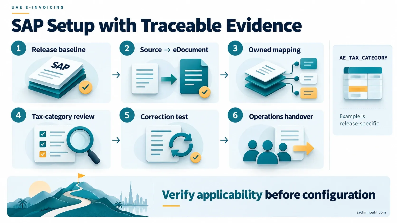 UAE e-invoicing infographic about sap drc implementation.