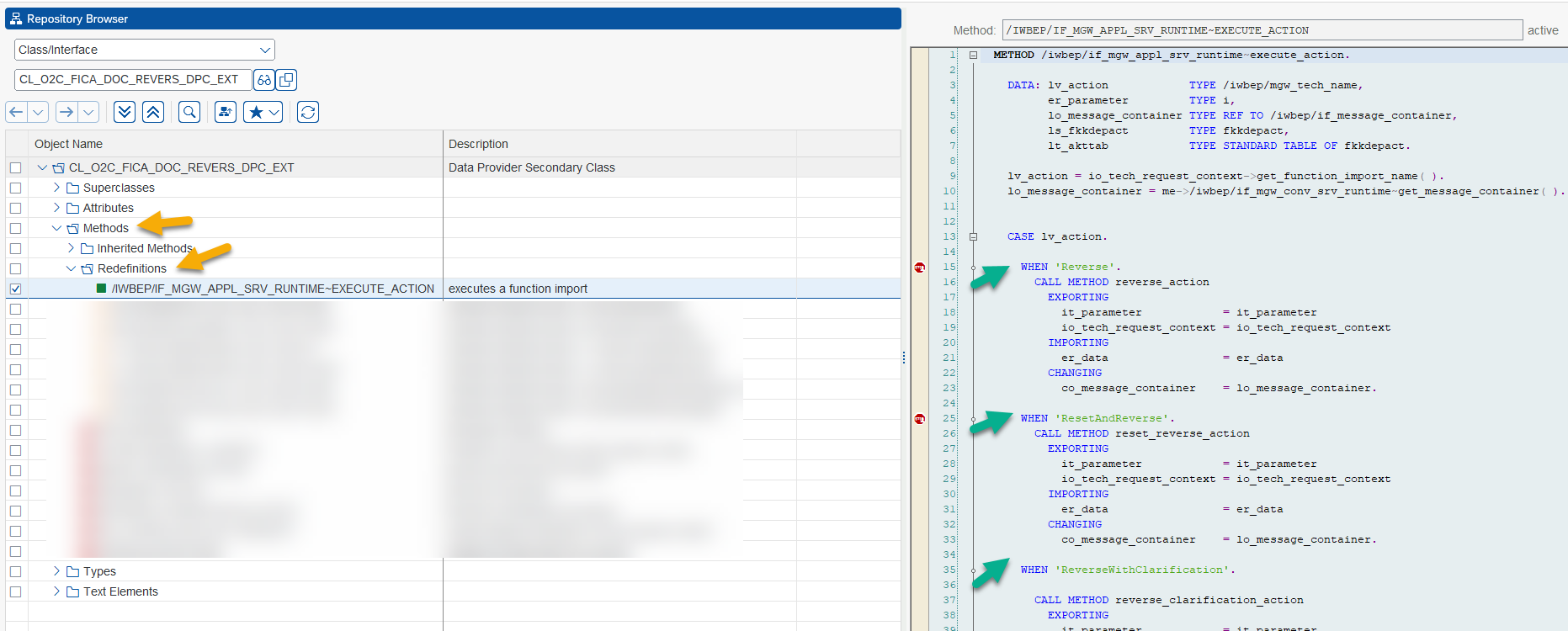 Redefined methods of CL_O2C_FICA_DOC_REVERS_DPC_EXT