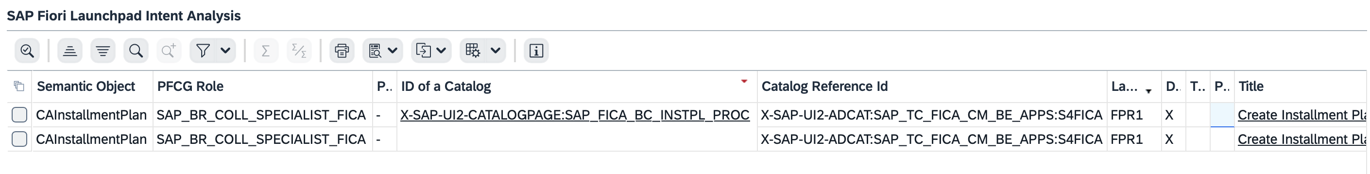 /UI2/FLIA output for transaction FPR1